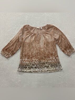 Chico’s 3/4 Sleeve Blouse Chicos Size 0 = US Women's 4/S